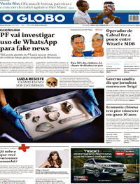 Capa do jornal O Globo 20/10/2018