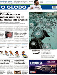 Capa do jornal O Globo 21/09/2018