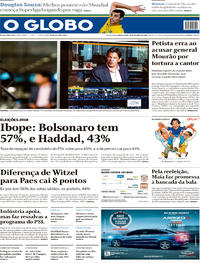 Capa do jornal O Globo 24/10/2018