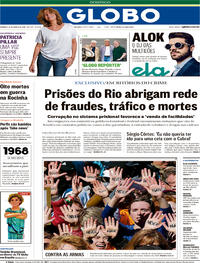 Capa do jornal O Globo 25/03/2018
