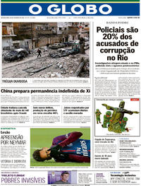 Capa do jornal O Globo 26/02/2018