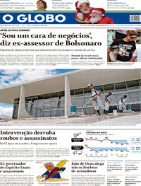 Capa do jornal O Globo 27/12/2018