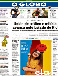 Capa do jornal O Globo 28/01/2018