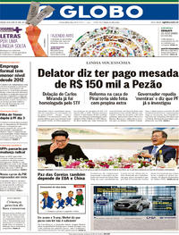 Capa do jornal O Globo 28/04/2018
