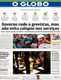 Capa do jornal O Globo 28/05/2018