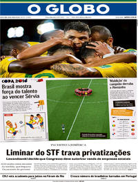 Capa do jornal O Globo 28/06/2018