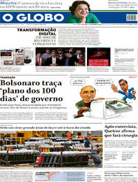 Capa do jornal O Globo 28/12/2018