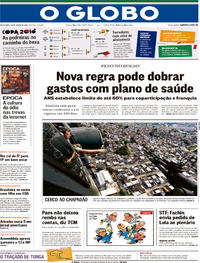 Capa do jornal O Globo 29/06/2018