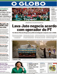 Capa do jornal O Globo 30/04/2018