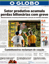 Capa do jornal O Globo 30/05/2018