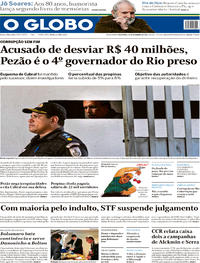 Capa do jornal O Globo 30/11/2018