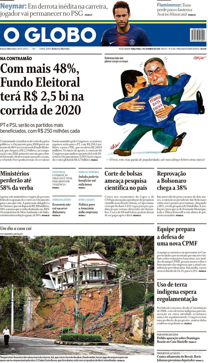 Capa jornal O Globo