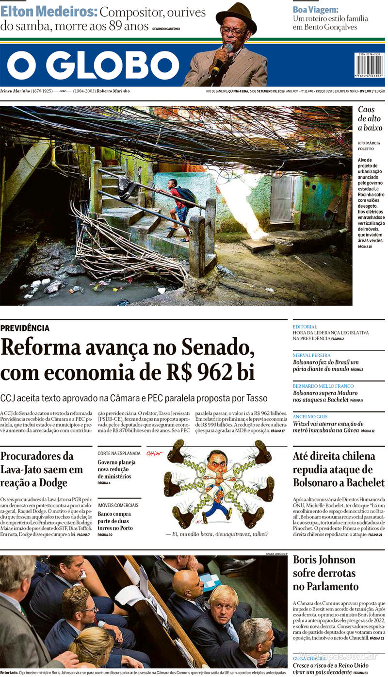 Capa jornal O Globo