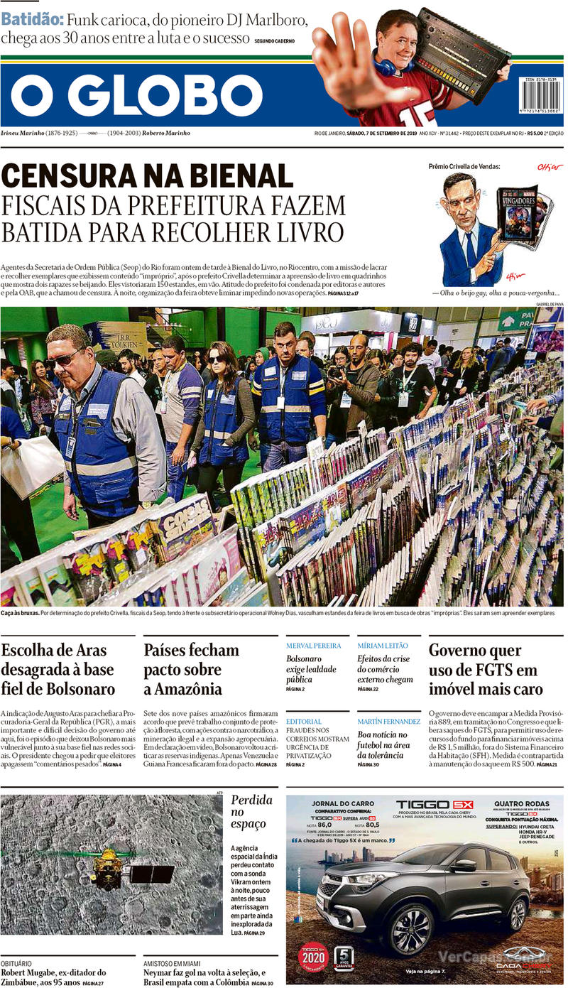 Capa jornal O Globo