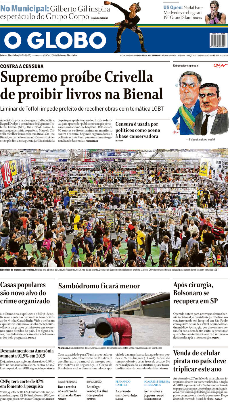 Capa jornal O Globo