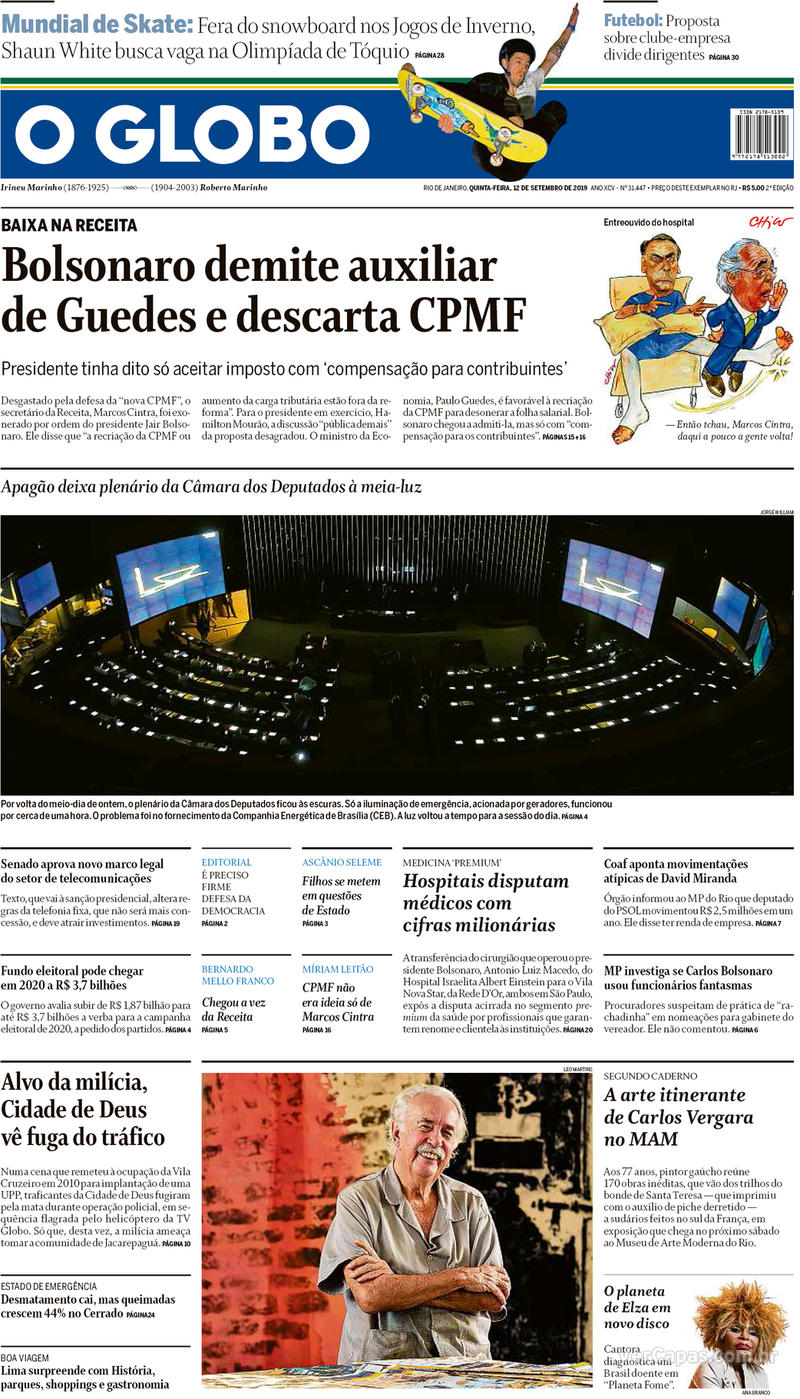 Capa jornal O Globo