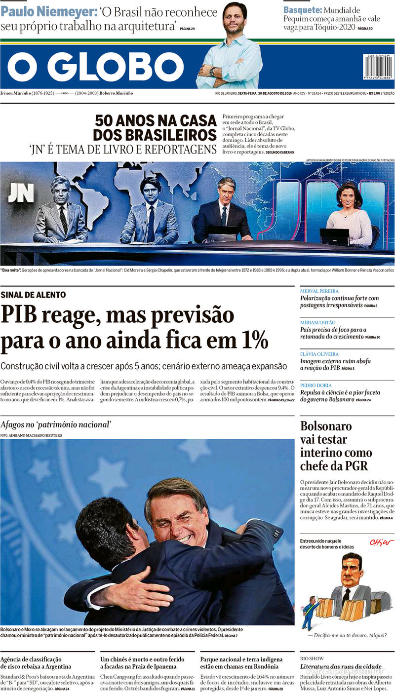 Capa jornal O Globo