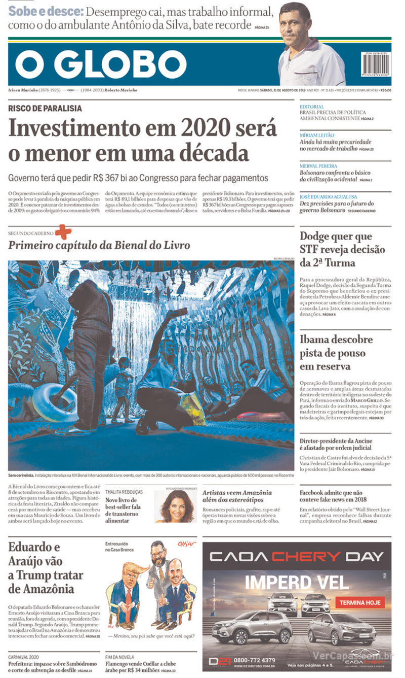 Capa jornal O Globo