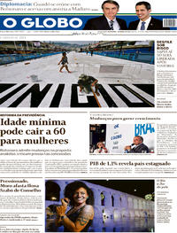Capa do jornal O Globo 01/03/2019