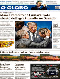 Capa do jornal O Globo 02/02/2019