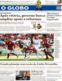 Capa do jornal O Globo 04/02/2019