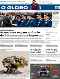Capa do jornal O Globo 05/01/2019