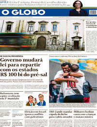 Capa do jornal O Globo 08/04/2019