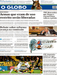 Capa do jornal O Globo 09/05/2019