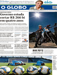 Capa do jornal O Globo 13/01/2019