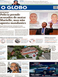 Capa do jornal O Globo 13/03/2019