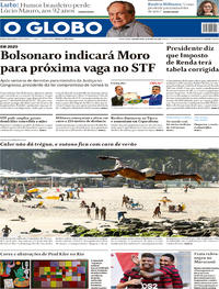Capa do jornal O Globo 13/05/2019