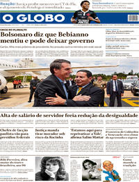 Capa do jornal O Globo 14/02/2019