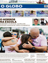 Capa do jornal O Globo 14/03/2019