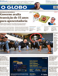 Capa do jornal O Globo 15/01/2019