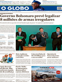 Capa do jornal O Globo 16/01/2019