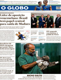 Capa do jornal O Globo 18/01/2019
