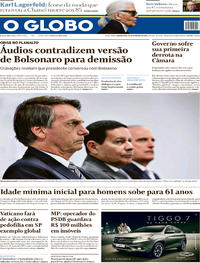 Capa do jornal O Globo 20/02/2019