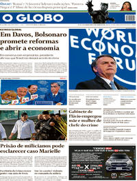 Capa do jornal O Globo 23/01/2019