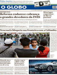 Capa do jornal O Globo 23/02/2019