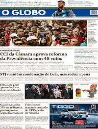 Capa do jornal O Globo 24/04/2019