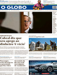 Capa do jornal O Globo 27/02/2019