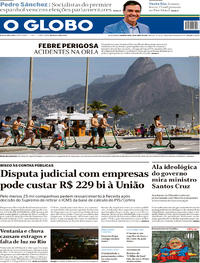 Capa do jornal O Globo 29/04/2019