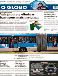 Capa do jornal O Globo 30/01/2019
