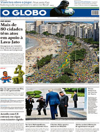 Capa do jornal O Globo 01/07/2019