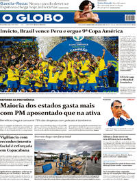 Capa do jornal O Globo 08/07/2019