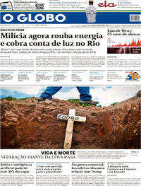 Capa do jornal O Globo 08/12/2019