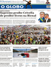 Capa do jornal O Globo 09/09/2019