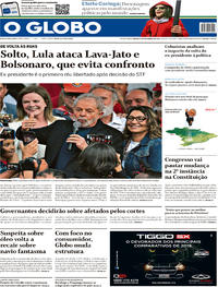 Capa do jornal O Globo 09/11/2019