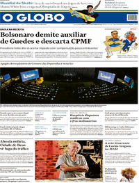 Capa do jornal O Globo 12/09/2019