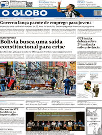 Capa do jornal O Globo 12/11/2019
